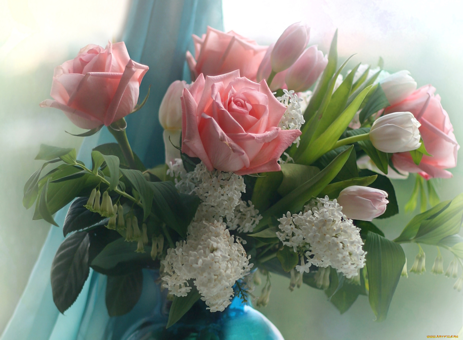 цветы, букеты, , композиции, сирень, тюльпан, роза