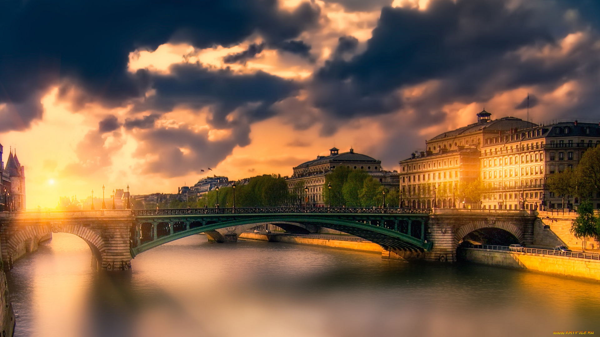 pont, notre, dame, города, париж, , франция, река, мосты, панорама