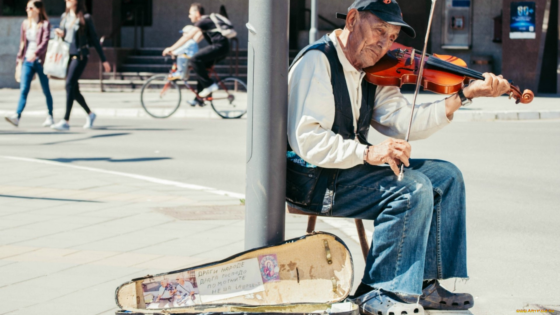 музыка, -другое, мужчина, улица, скрипка