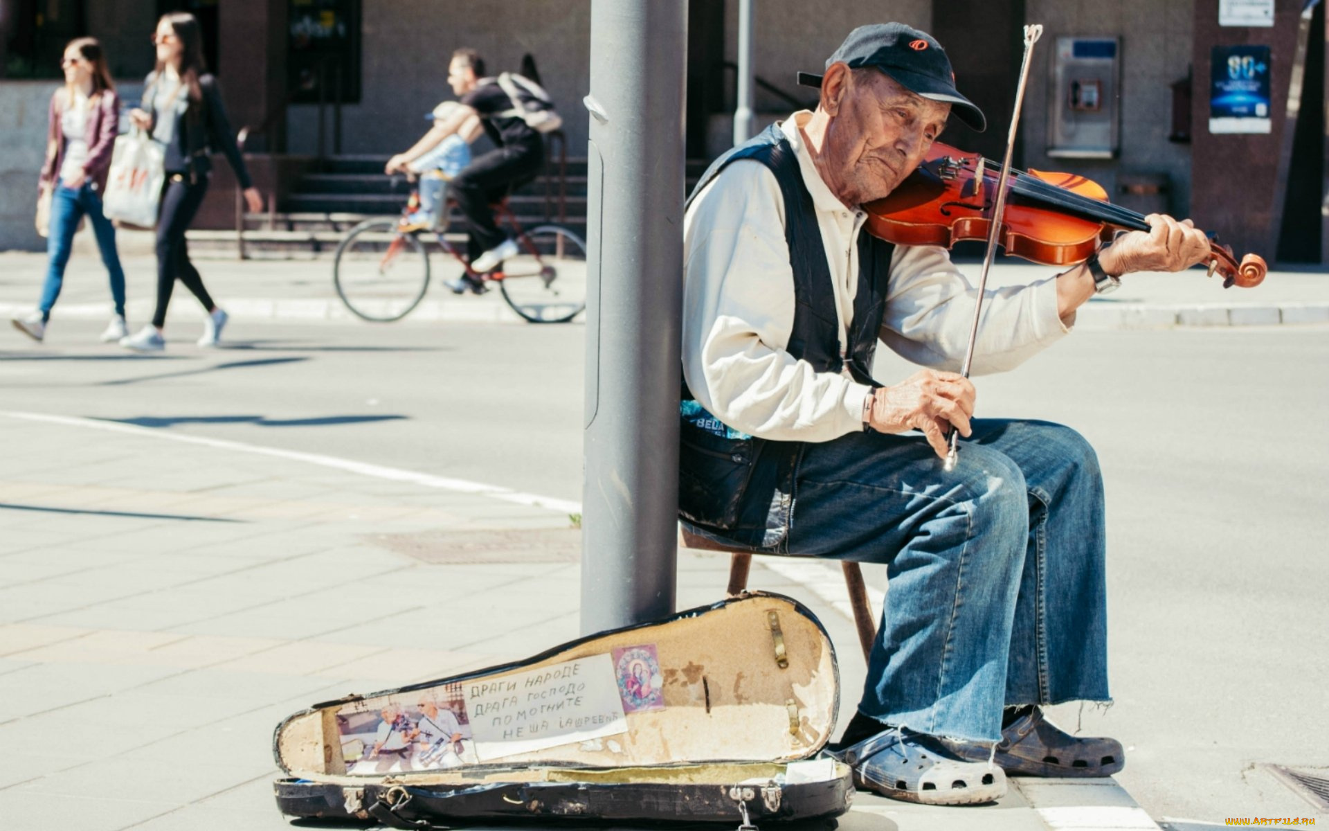 музыка, -другое, мужчина, улица, скрипка