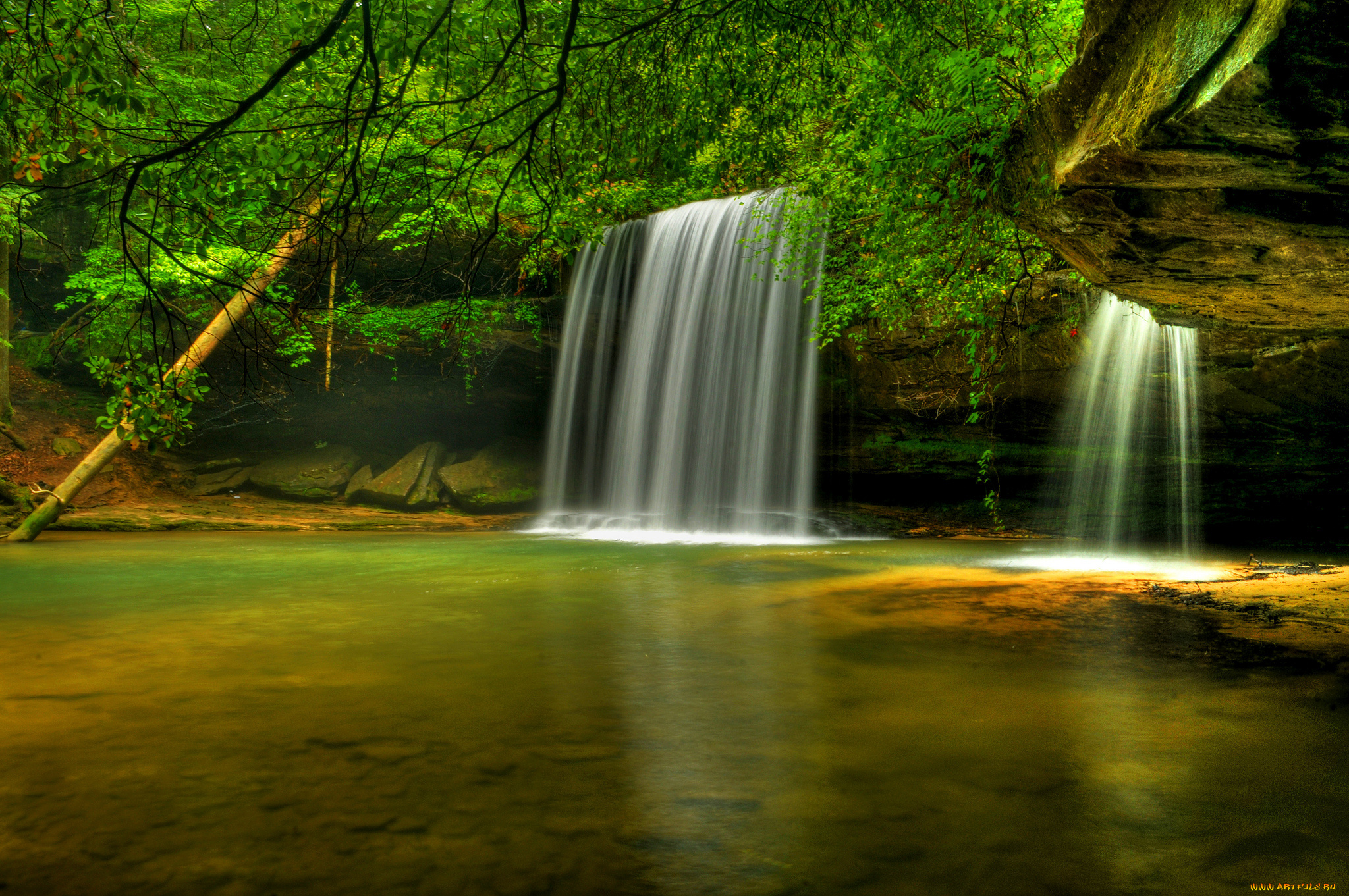 caney, creek, falls, bankhead, national, forest, alabama, природа, водопады