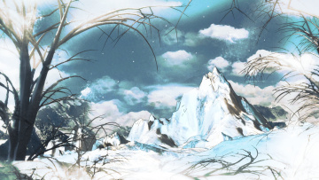 Картинка рисованное природа пейзаж горы зима