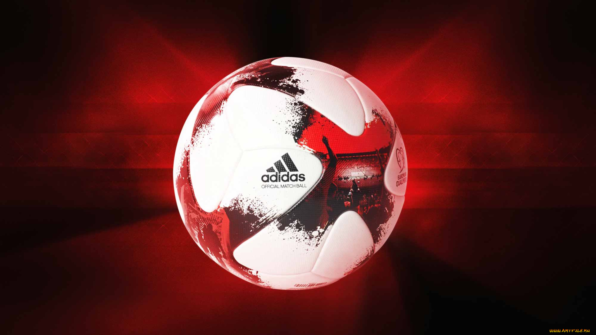 спорт, футбол, красный, фон, мяч