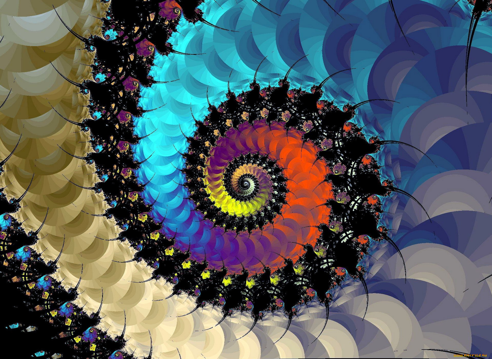 3д, графика, фракталы, , fractal, цвета, орнамент, спираль