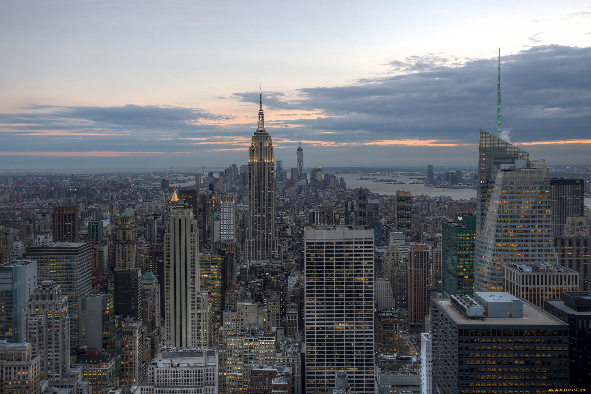 manhattan, new, york, city, города, нью, йорк, сша, empire, state, building, манхэттен, здания, небоскрёбы, панорама