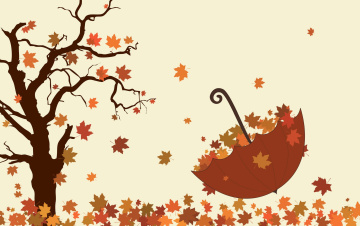 Картинка рисованные природа дерево осень листья зонтик