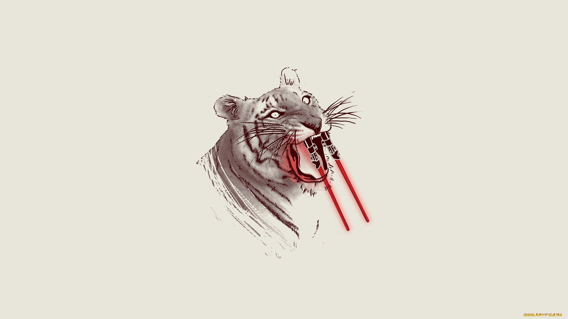 рисованные, минимализм, тигр