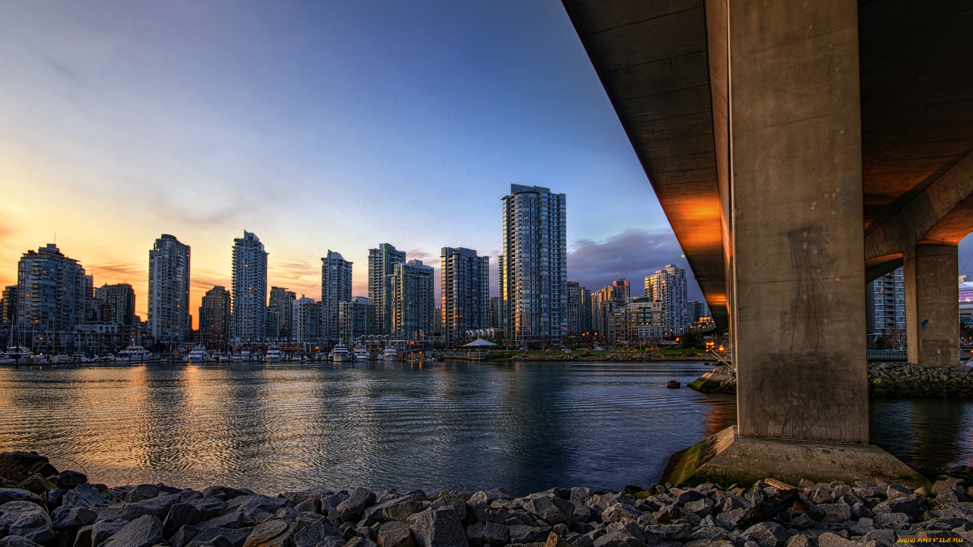 yaletown, -, vancouver, города, ванкувер, , канада, мост, небоскребы, река