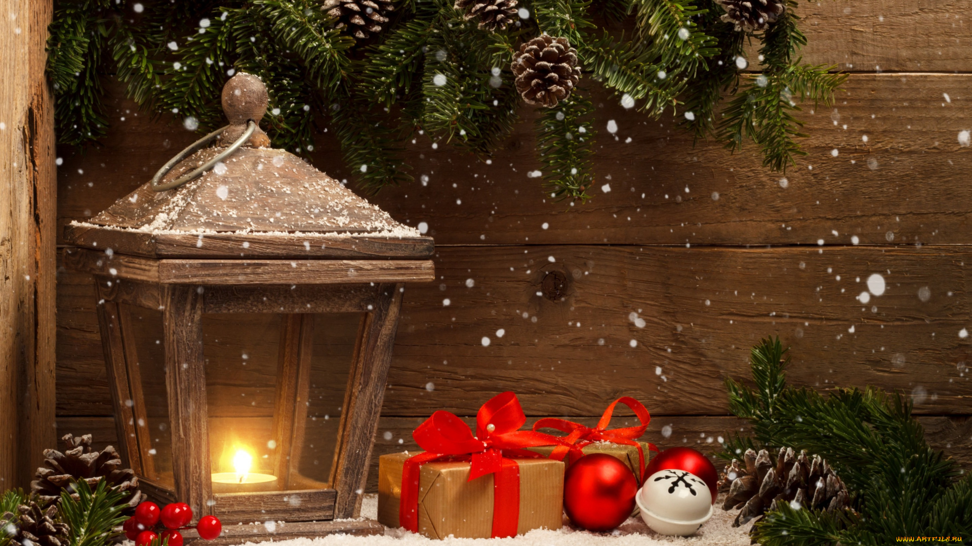 праздничные, -, разное, , новый, год, снег, украшения, шары, новый, год, рождество, фонарь, подарки, christmas, balls, wood, snow, new, year, gift, decoration, xmas, lantern, merry, fir, tree, ветки, ели
