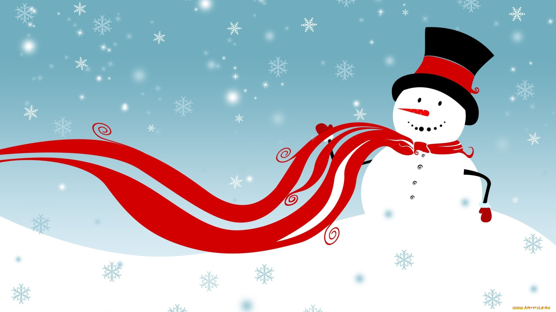 праздничные, векторная, графика, , новый, год, снежинки, шарф, снеговик