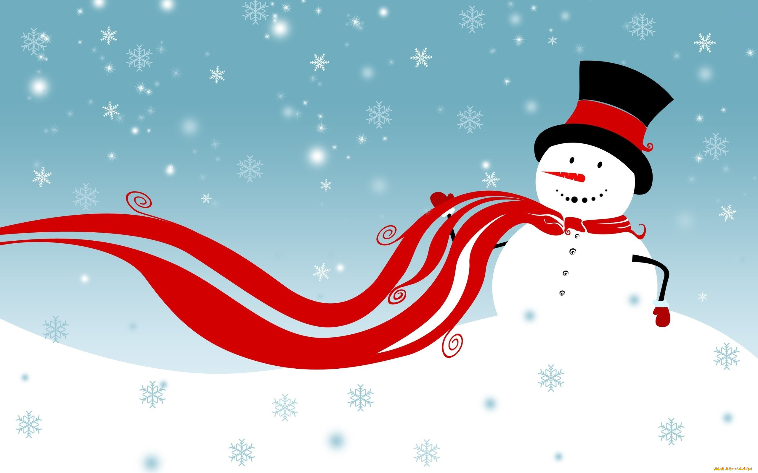 праздничные, векторная, графика, , новый, год, снежинки, шарф, снеговик