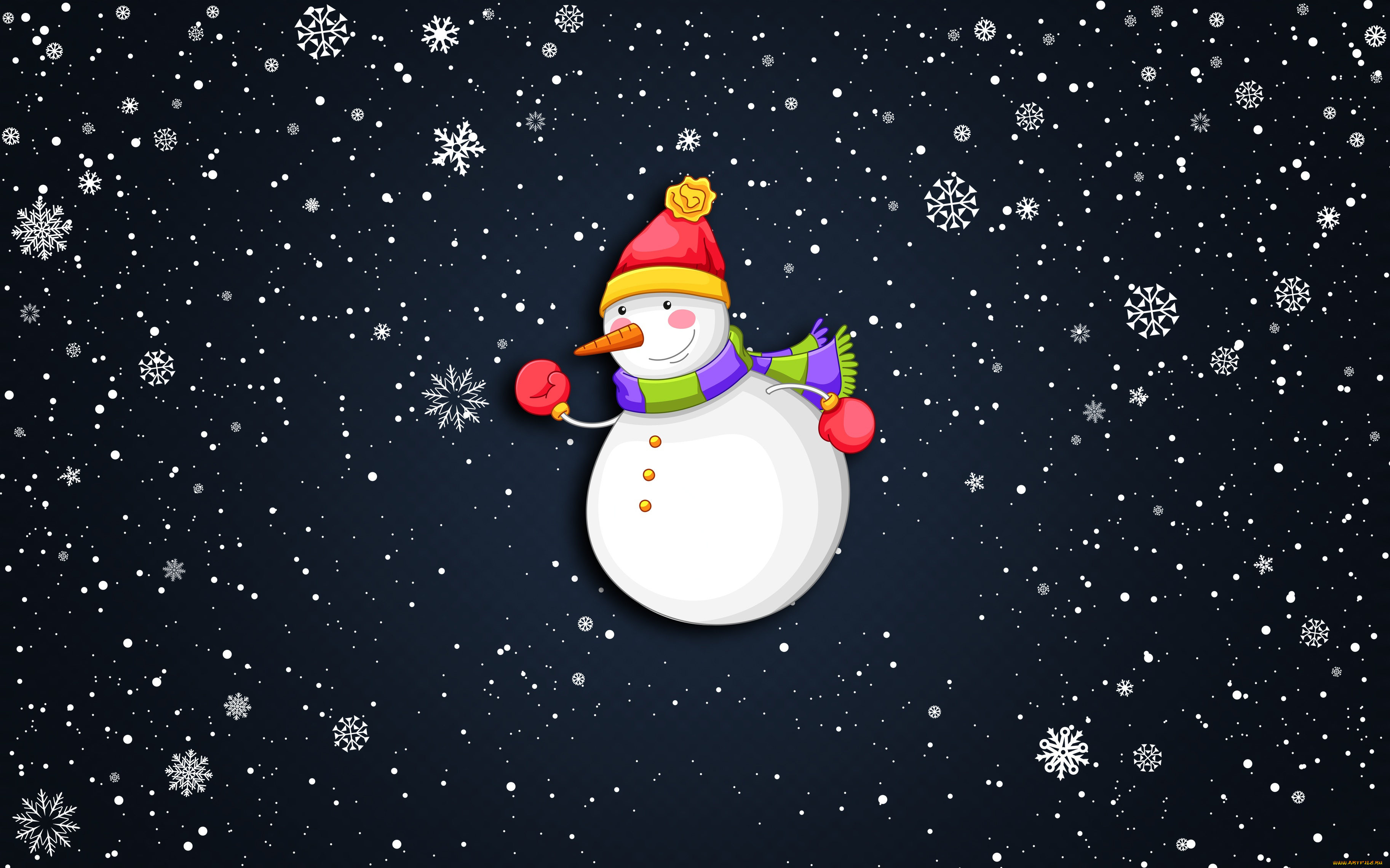 праздничные, векторная, графика, , новый, год, фон, праздник, снег, снеговик, минимализм, шапка, новый, год, рождество, снежинки
