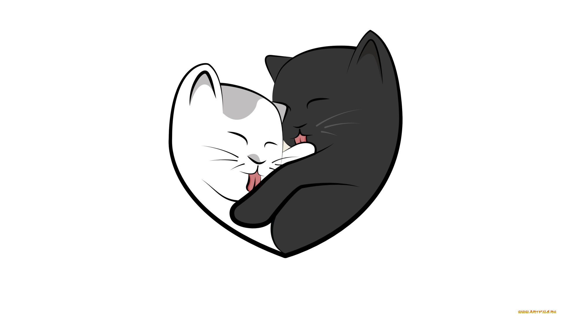 кошки, рисованное, минимализм, cats, коты, белый, черный