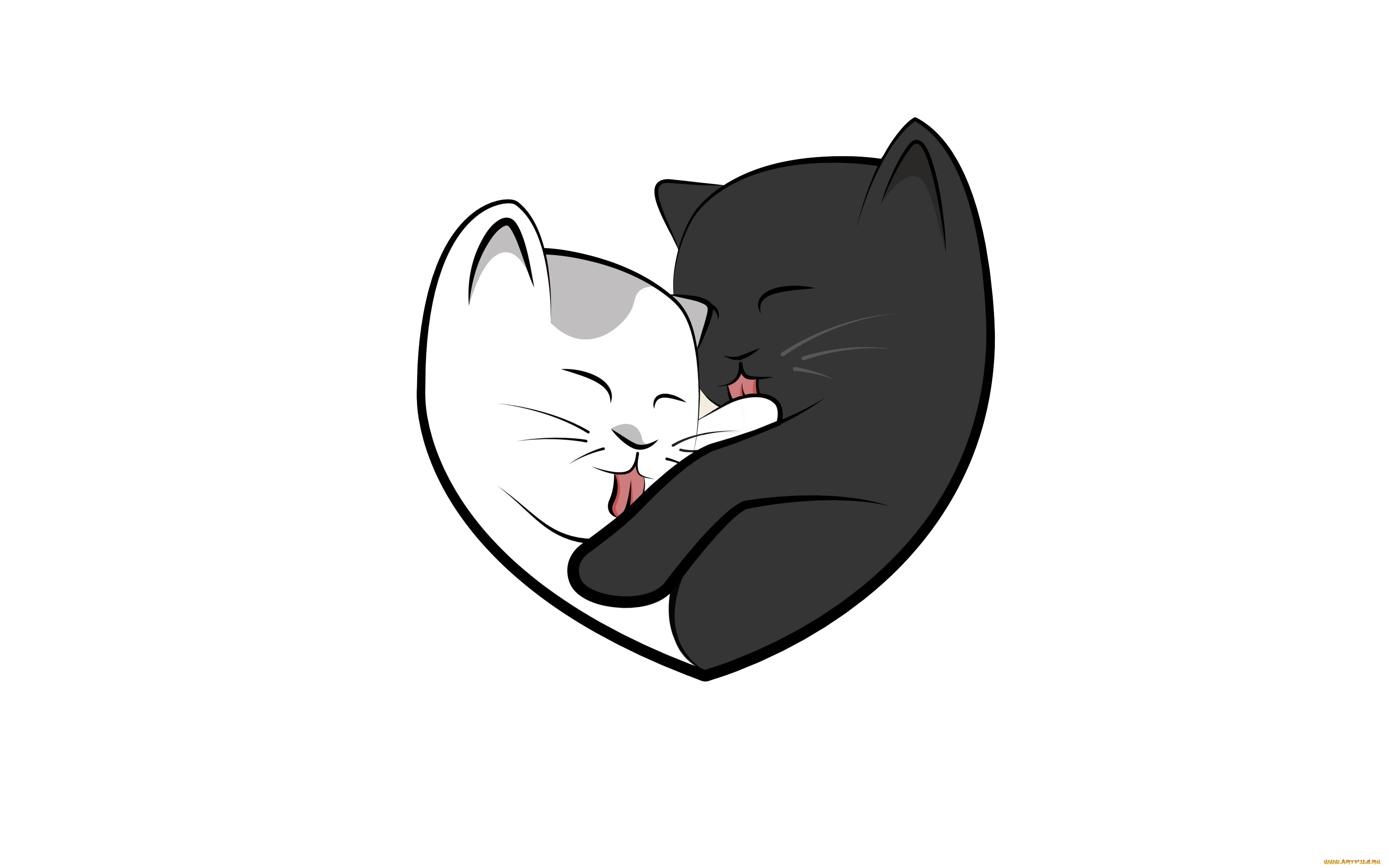 кошки, рисованное, минимализм, cats, коты, белый, черный