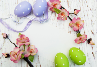 Картинка праздничные пасха яйца spring flowers card ветки eggs easter цветы