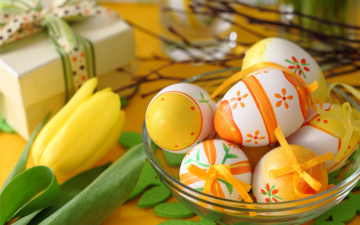 Картинка праздничные пасха eggs easter тюльпаны яйца flowers spring