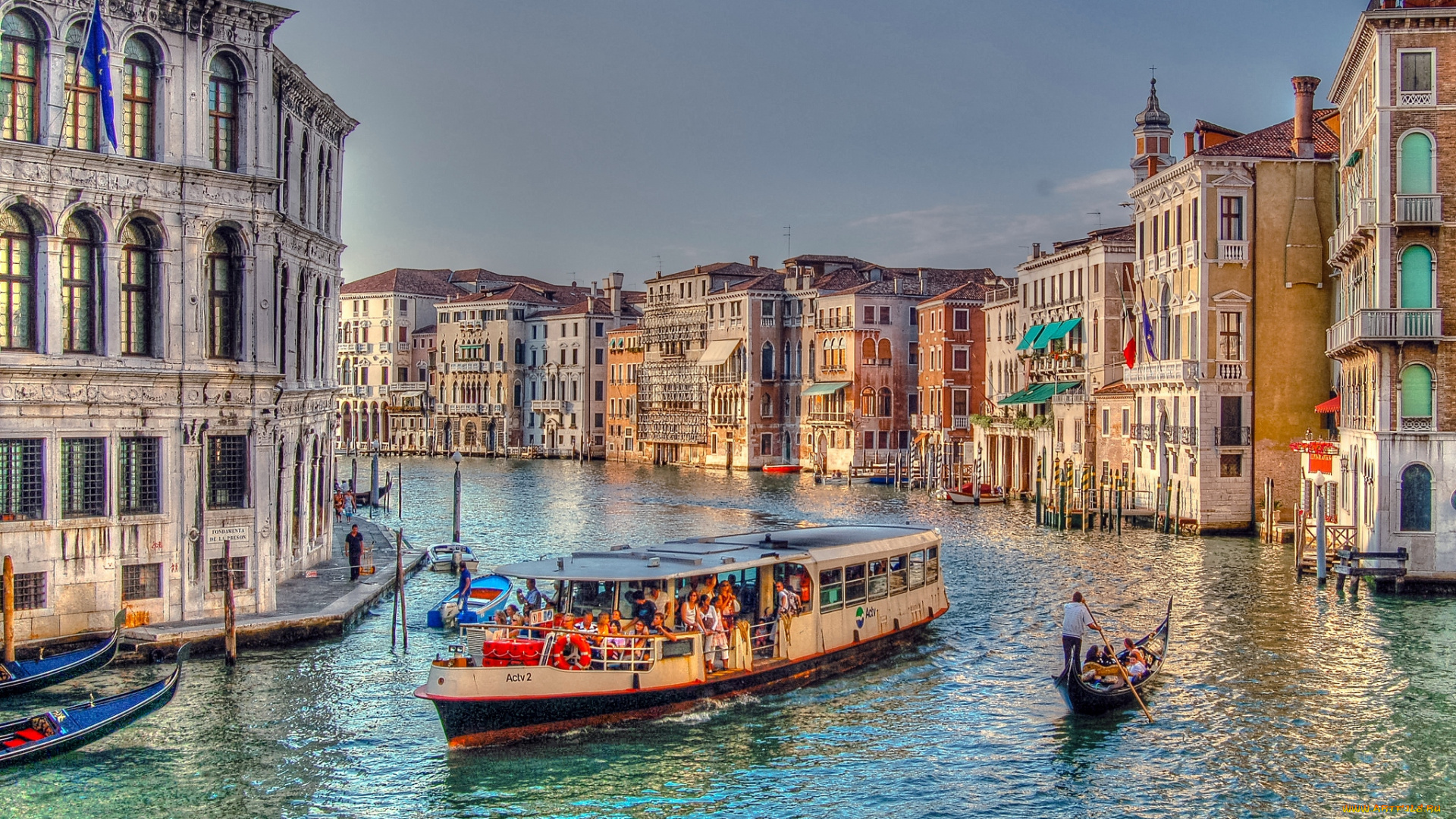 города, венеция, италия, катер, туристы, вода, канал