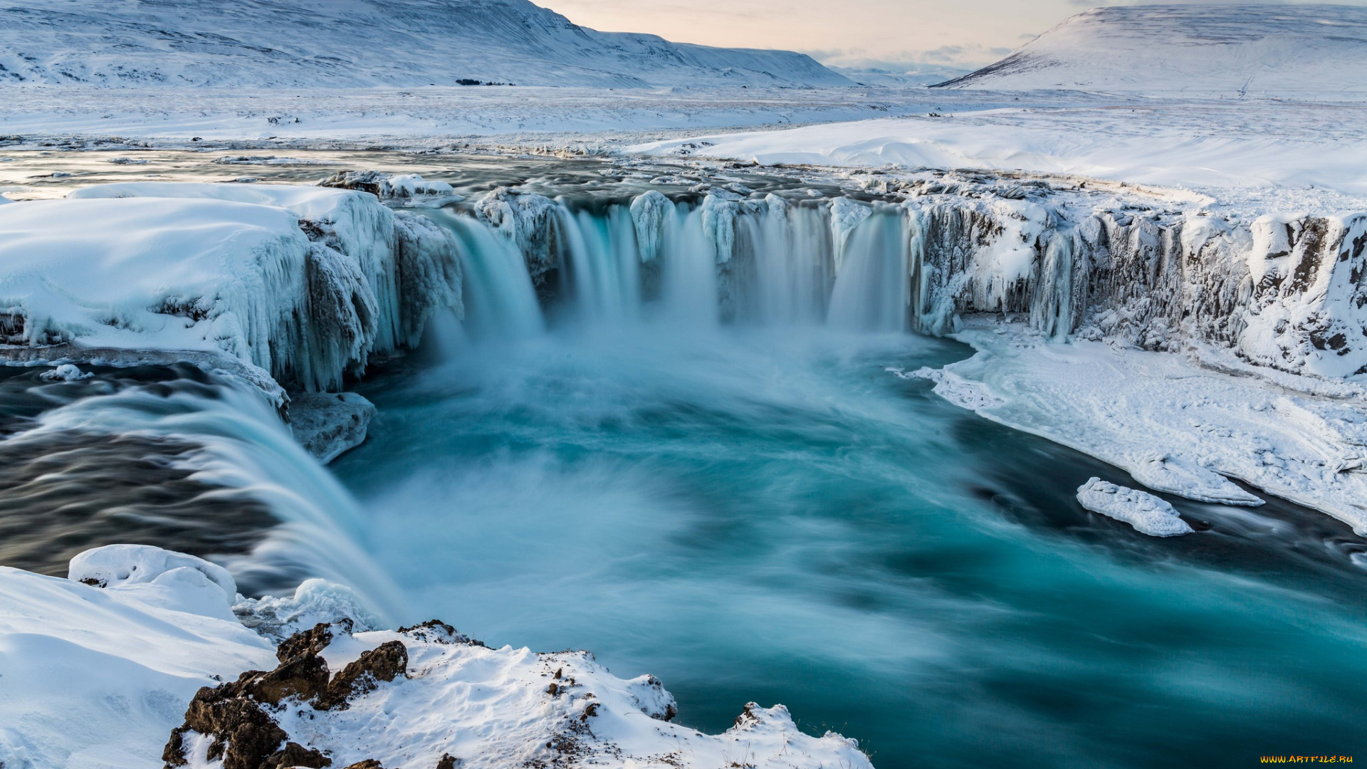 природа, водопады, исландия, godafoss, iceland, водопад