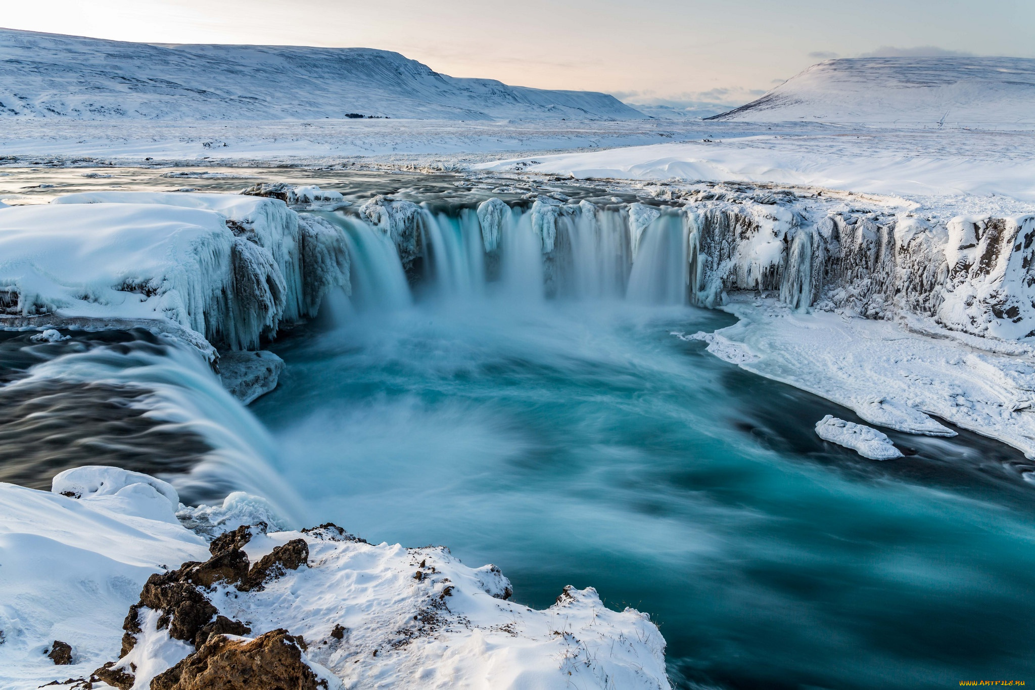 природа, водопады, исландия, godafoss, iceland, водопад
