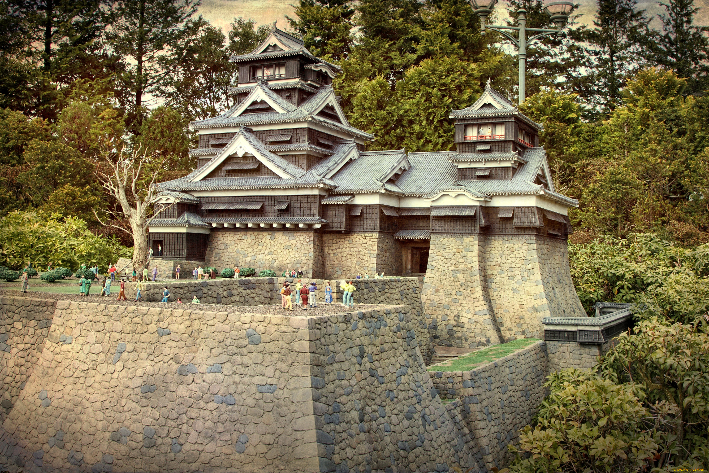 замок, кумамото, города, замки, Японии, крепость, пагода, каменный