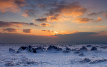 Картинка природа зима лёд небо закат