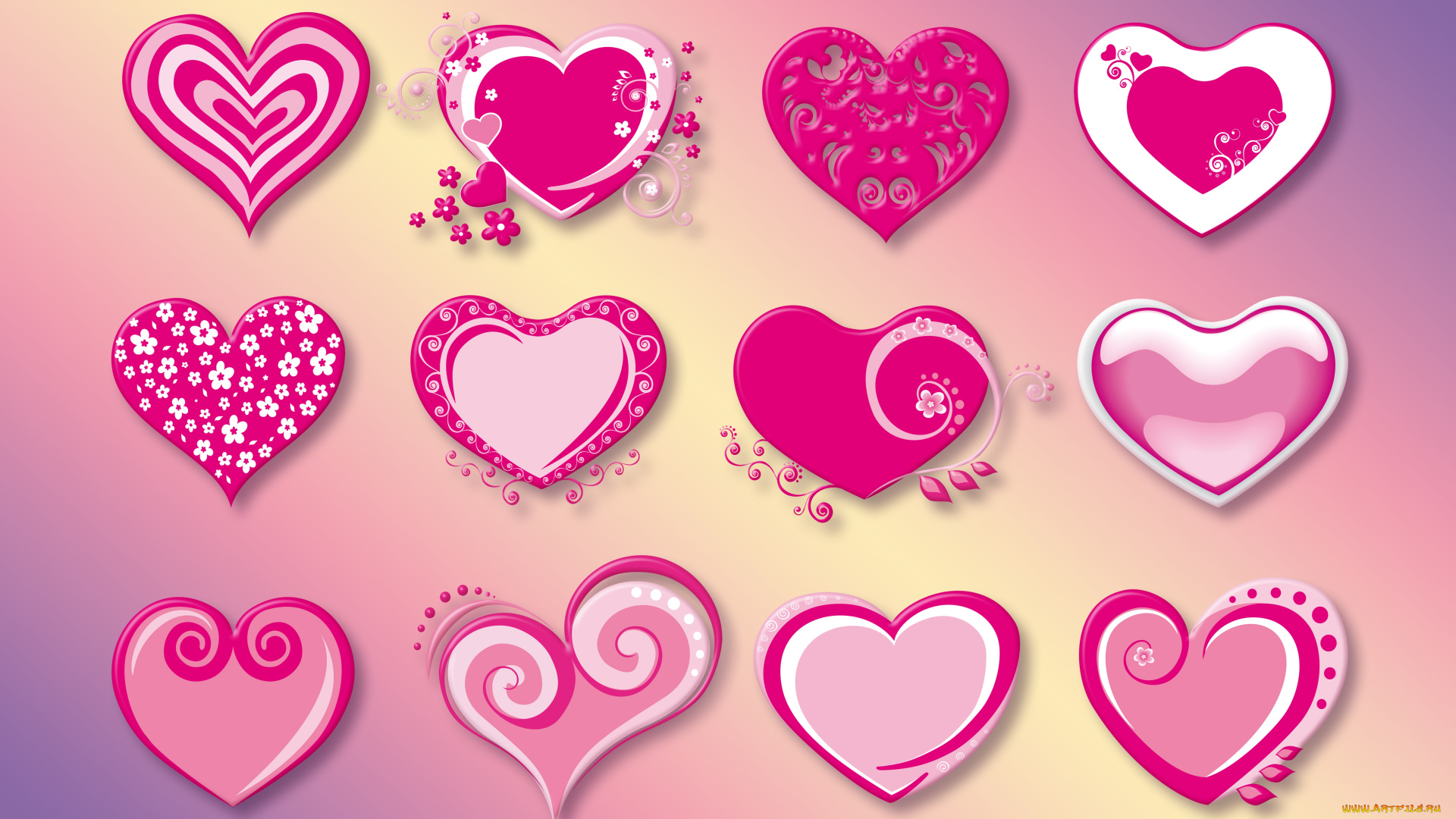 праздничные, день, святого, валентина, , сердечки, , любовь, love, hearts, pink, сердечки, red, vector, valentine