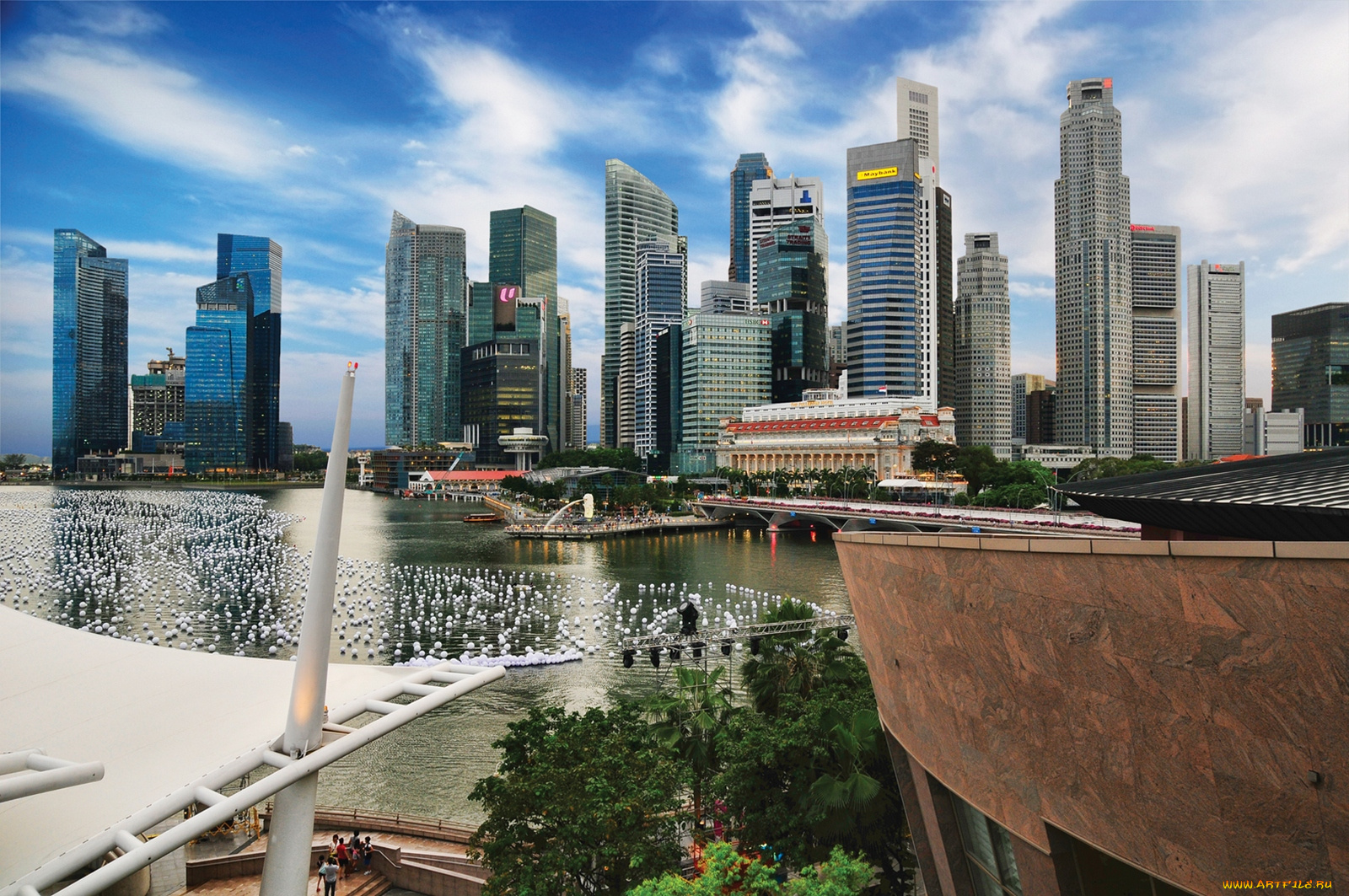 города, сингапур, здания, небоскрёбы
