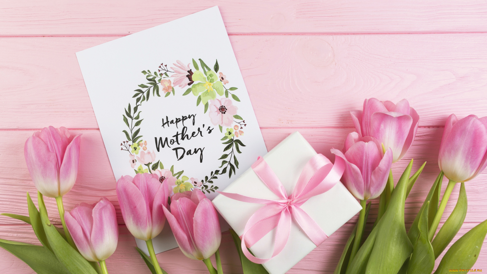 праздничные, день, матери, тюльпаны, цветы, открытка, подарок, коробка