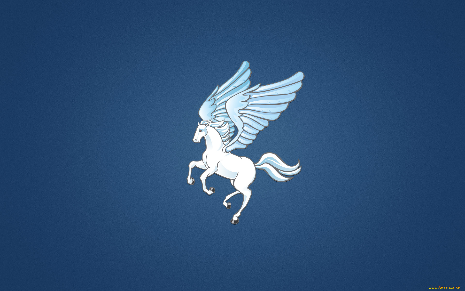 рисованные, минимализм, крылья, белая, лошадь, пегас, pegasus, синий, фон