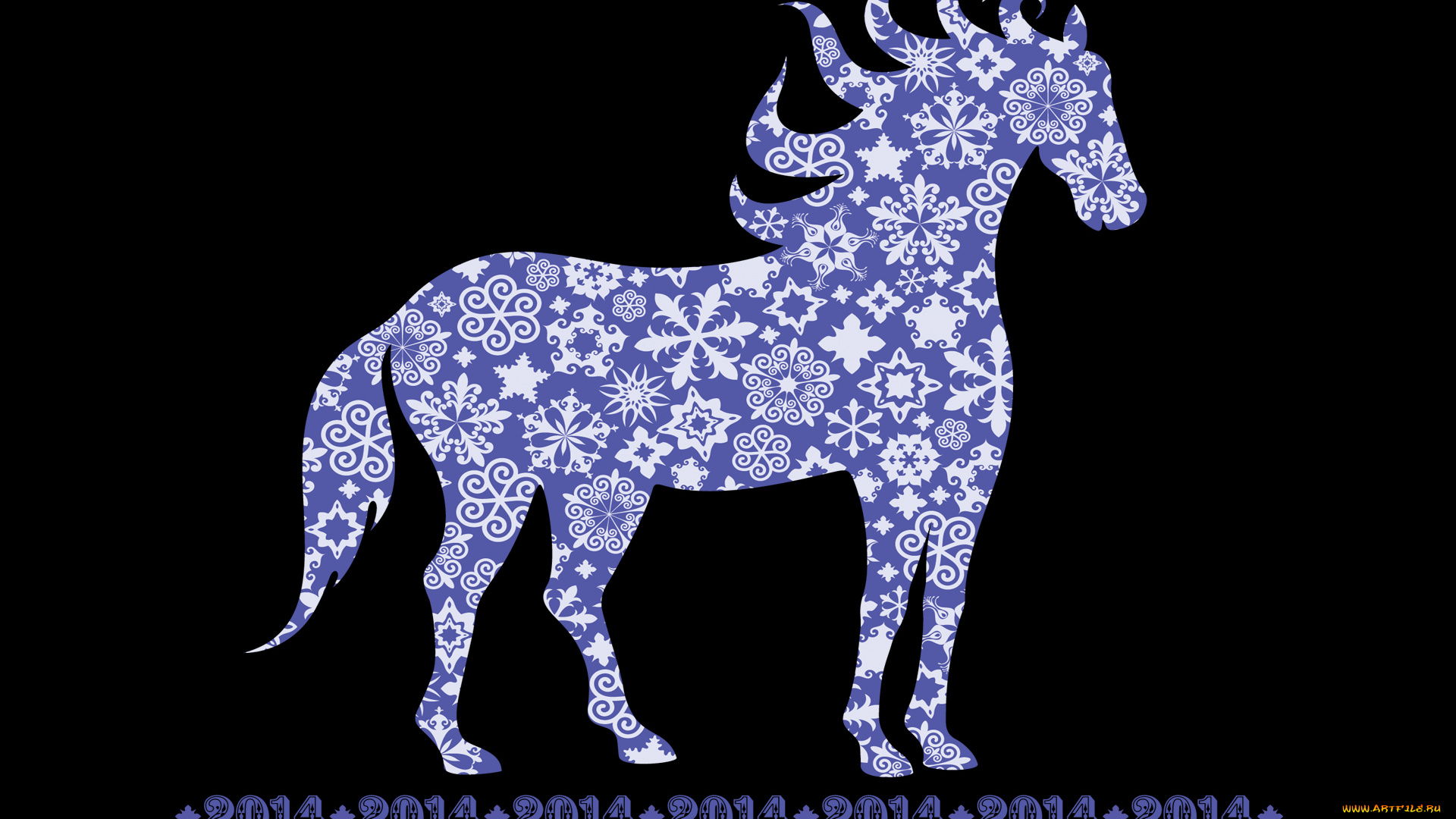 праздничные, векторная, графика, , новый, год, лошадь, снежинки