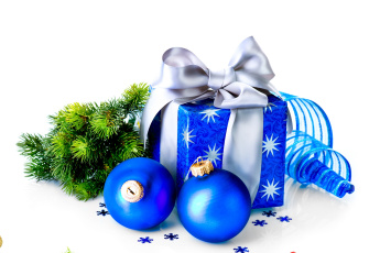 Картинка праздничные подарки+и+коробочки ветка шарики коробка подарок лента