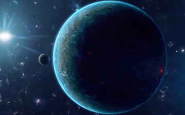 Картинка космос арт darkness blue sci fi planet