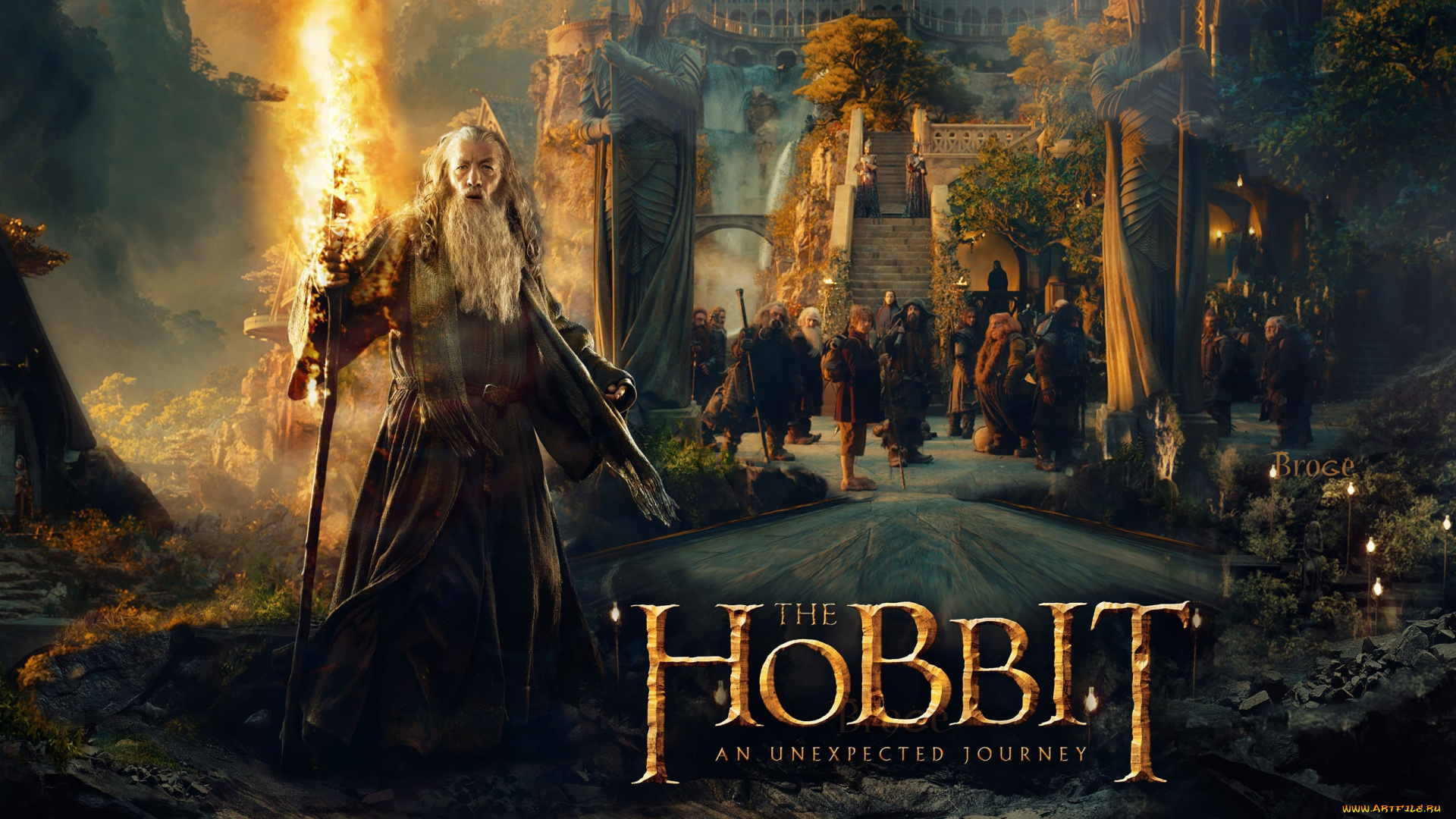 the, hobbit, an, unexpected, journey, кино, фильмы, замок, старец, факел