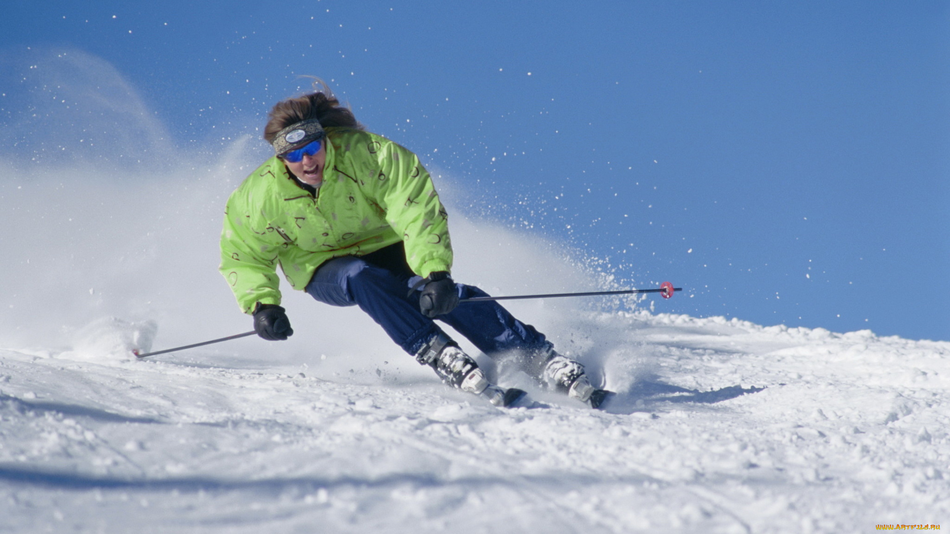 спорт, лыжный, спорт, крутой, спорсменка, лыжница, зима, снег, спуск
