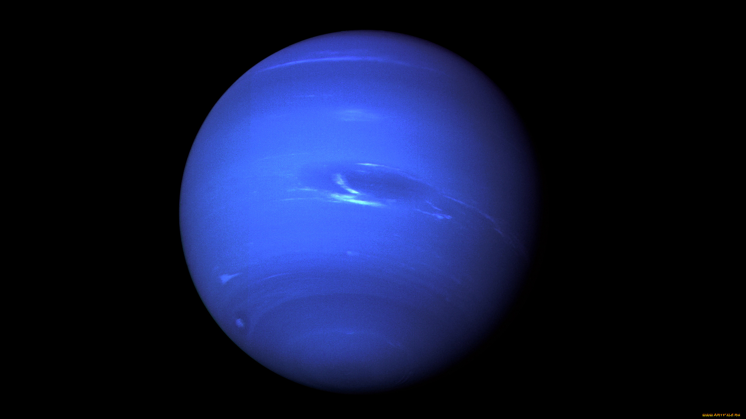 космос, нептун, голубая, планета, на, черном, фоне