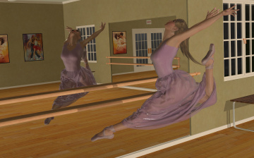 Картинка 3д+графика people+ люди девушка балерина зал зеркало