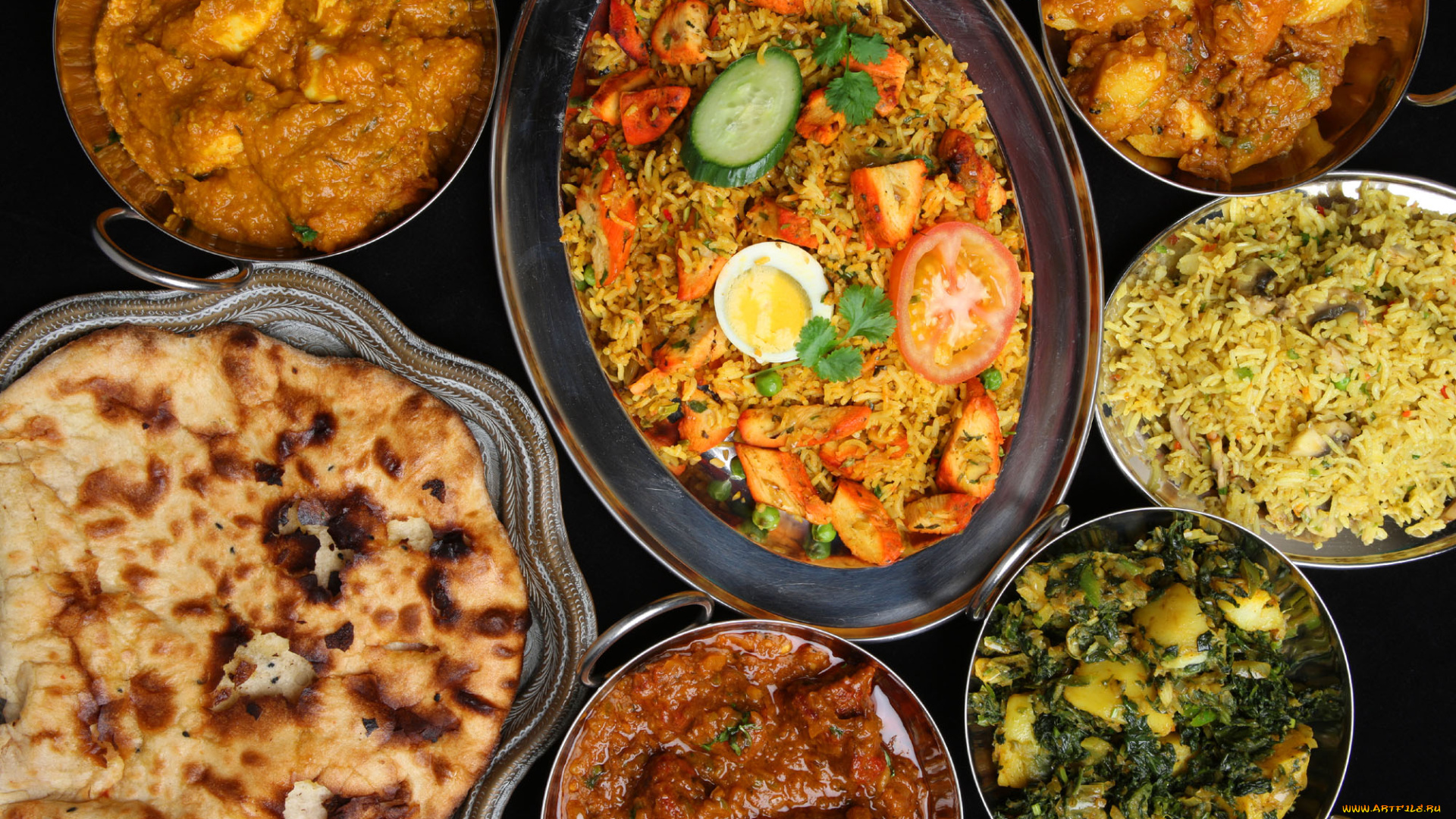 еда, вторые, блюда, кухня, индийская, лепешка, рагу, рис, плов
