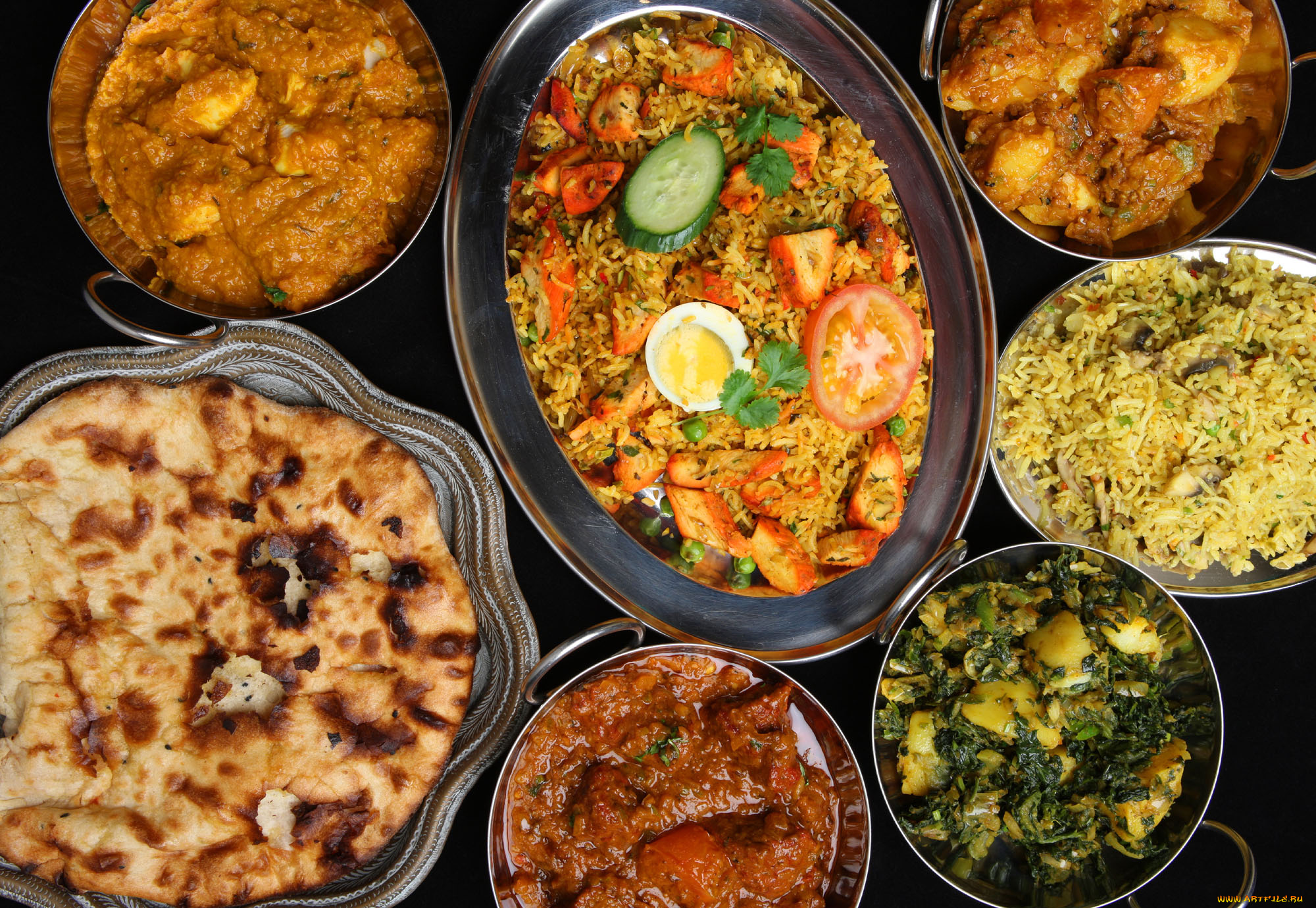 еда, вторые, блюда, кухня, индийская, лепешка, рагу, рис, плов