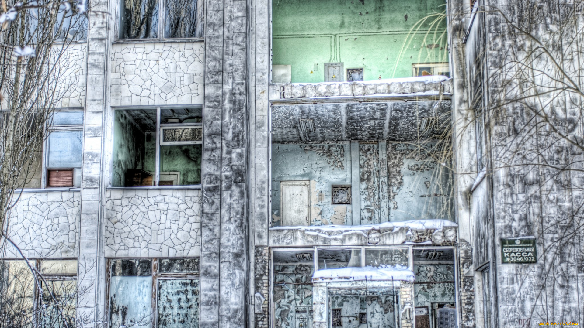 Чернобыль, пустое, здание, разное, развалины, руины, металлолом
