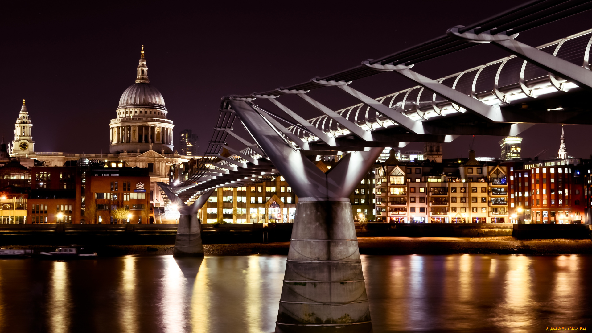 города, лондон, великобритания, hdr, река, мост, темза, ночь