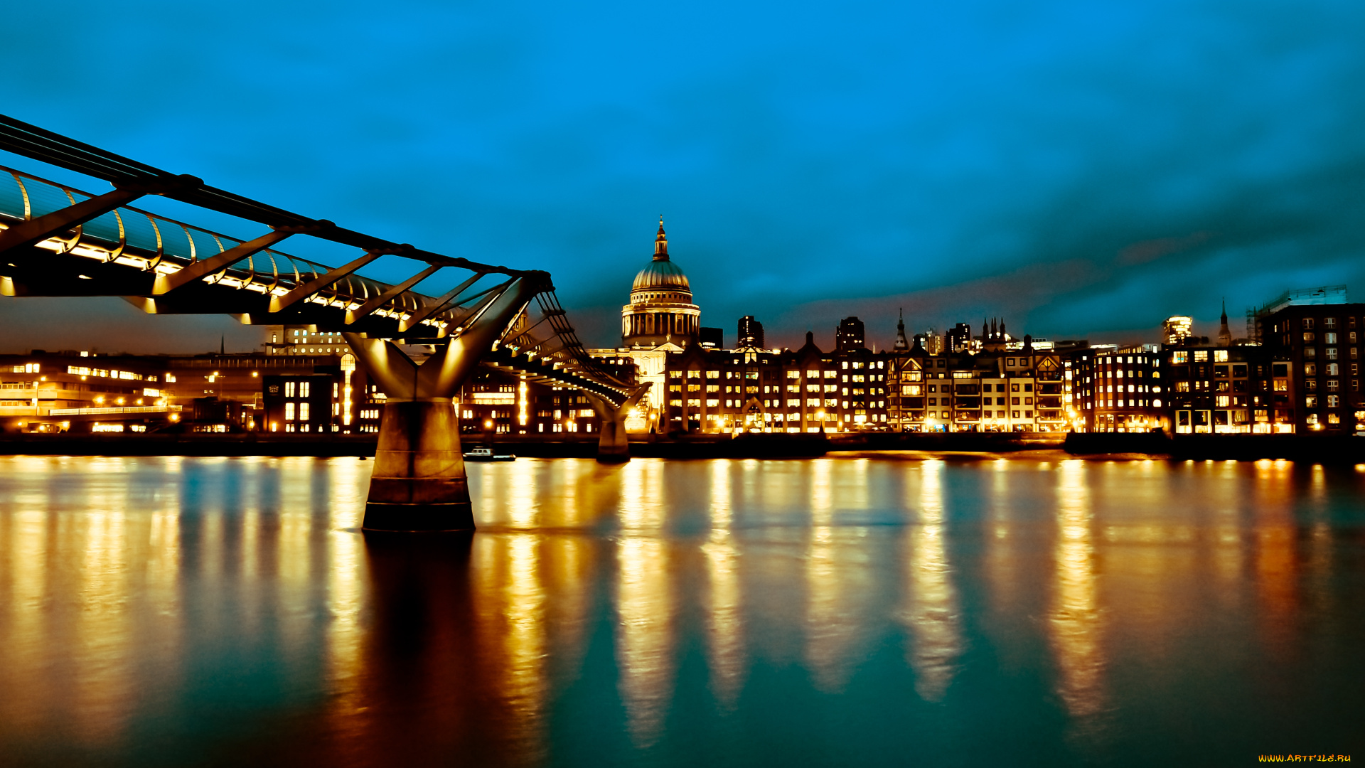 города, лондон, великобритания, hdr, темза, река, мост, ночь