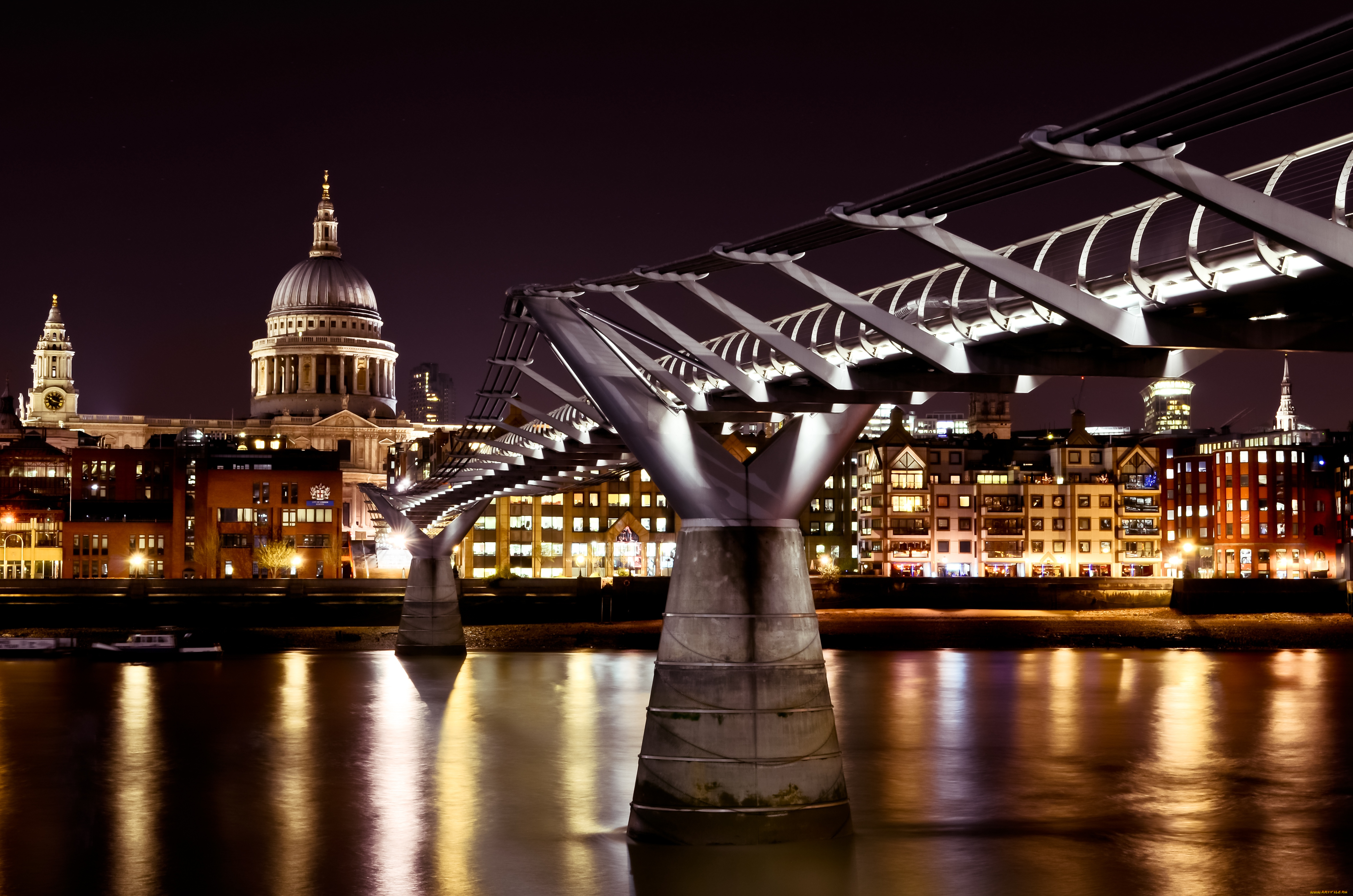 города, лондон, великобритания, hdr, река, мост, темза, ночь