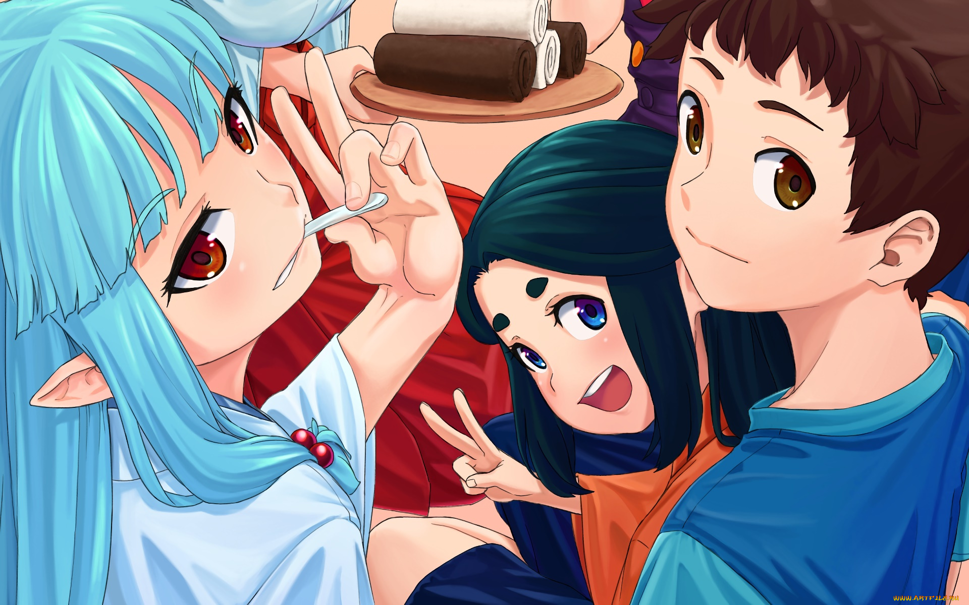 аниме, tsugumomo, девушка, взгляд, фон