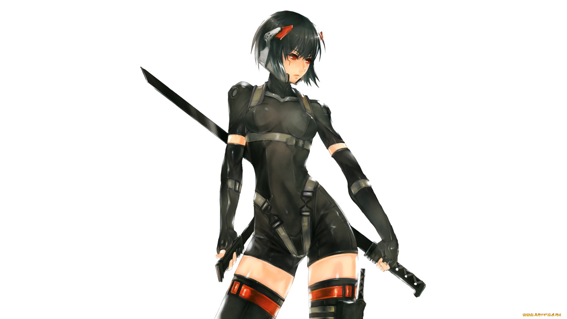 аниме, weapon, blood, technology, девушка, нож, меч, оружие, костюм