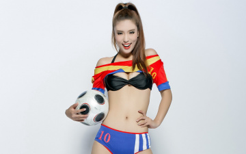 Картинка спорт футбол кубок мира бразилия девушка фон мяч
