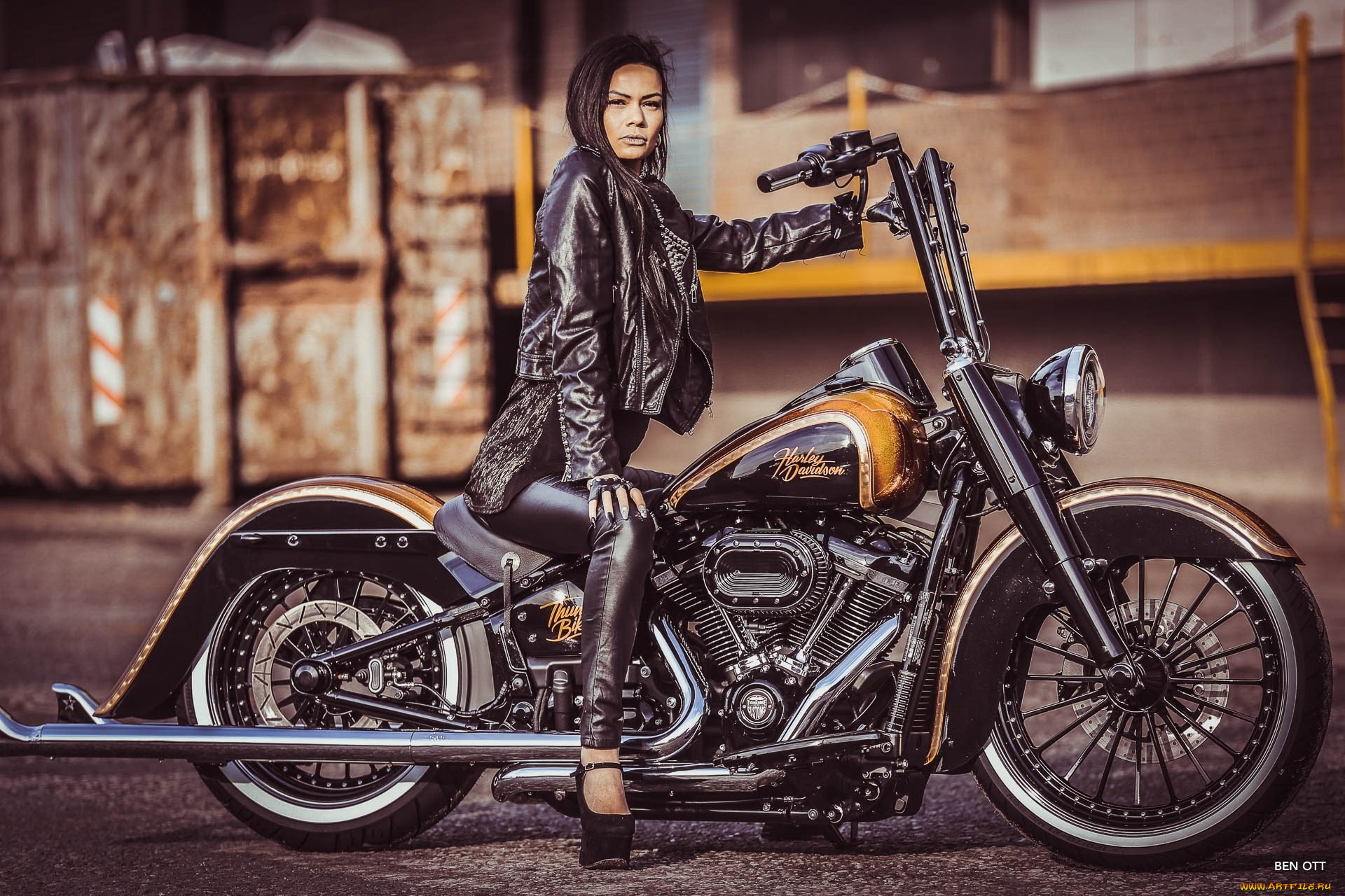 мотоциклы, мото, с, девушкой, custom, bike, chopper
