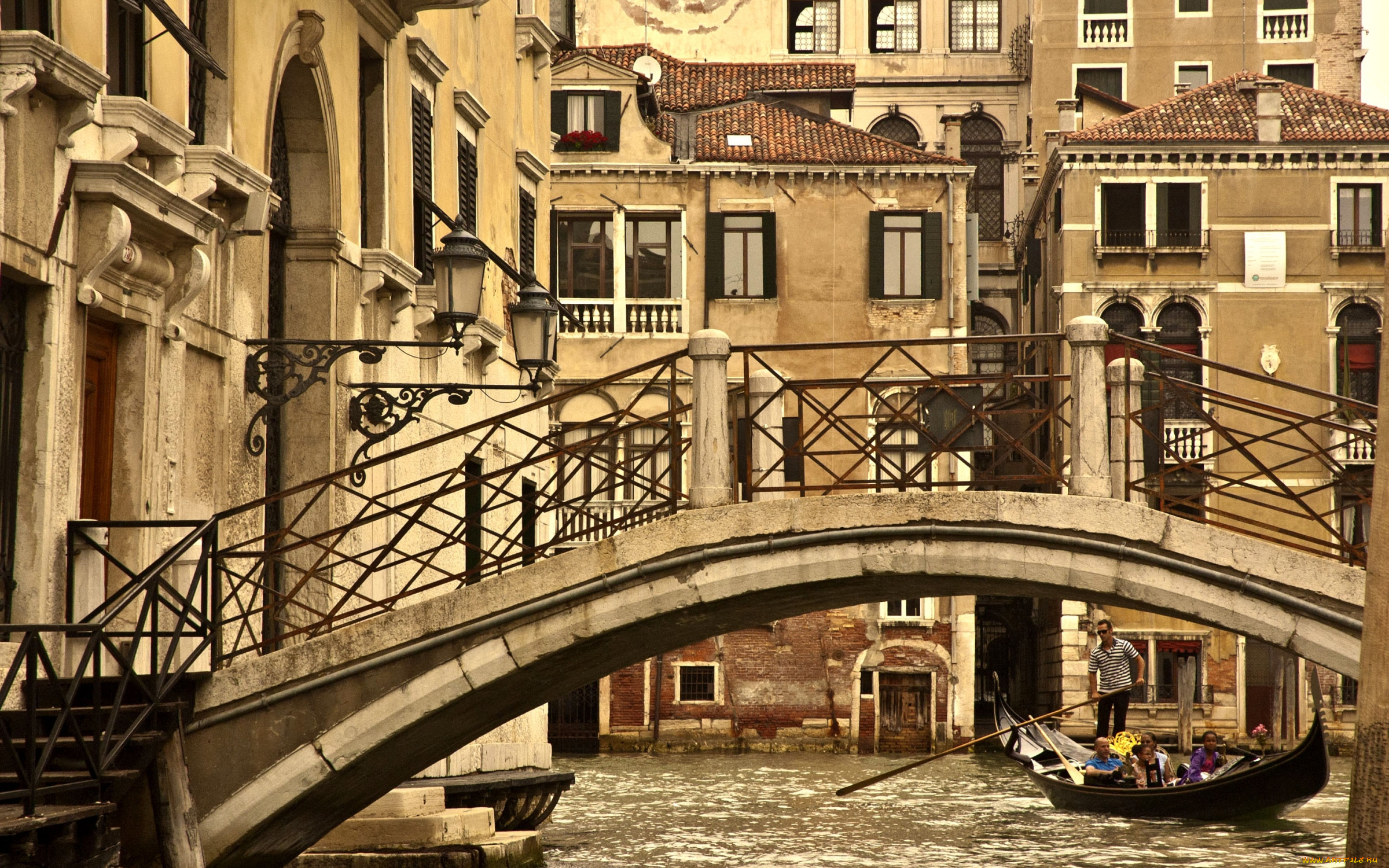 города, венеция, италия, гондола, канал, здания, мост