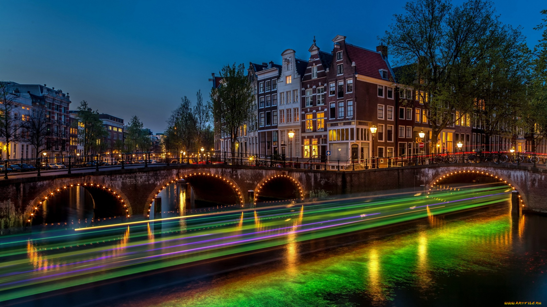 амстердам, города, амстердам, , нидерланды, фонари, здания, мост, водоем
