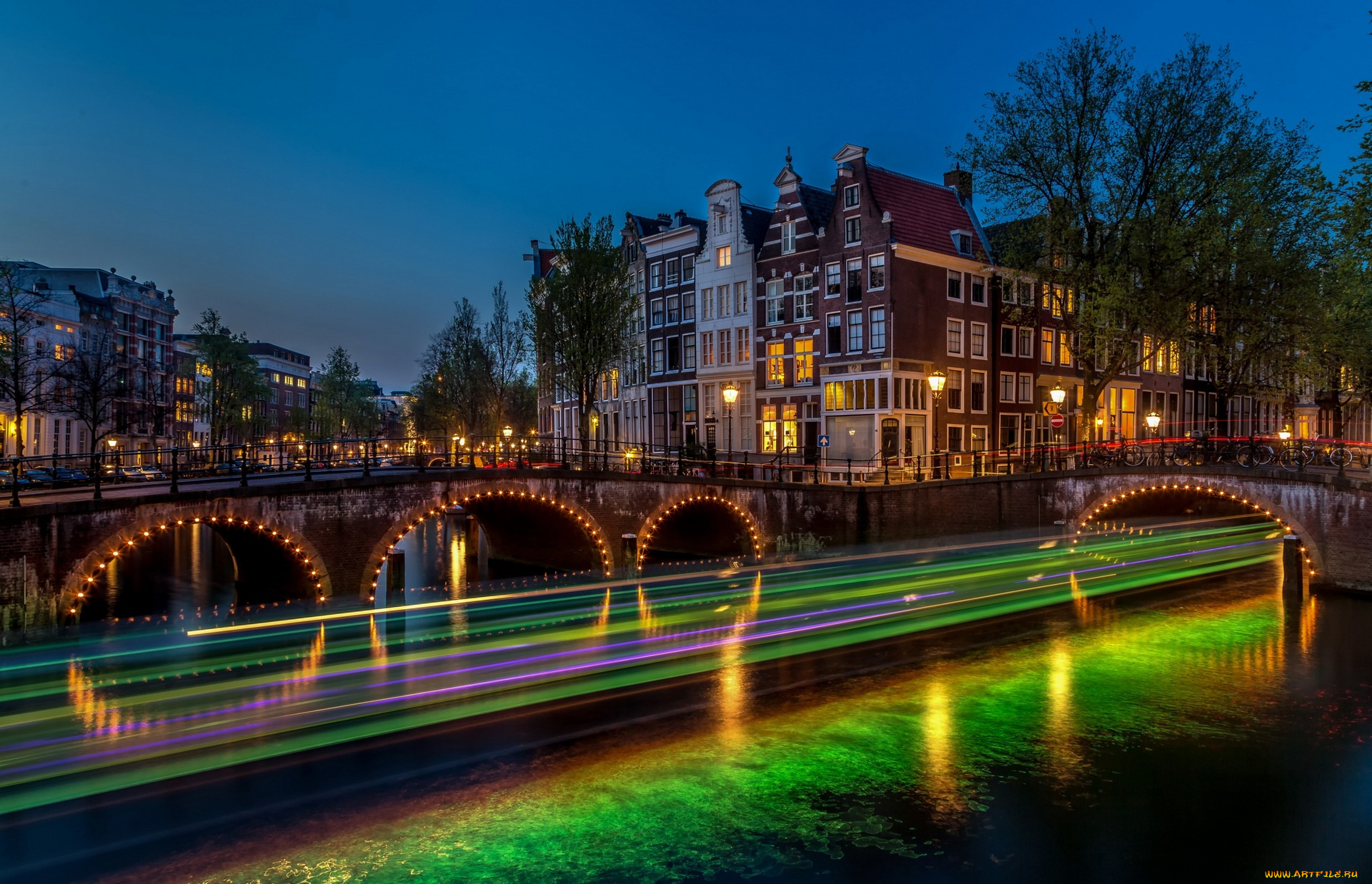 амстердам, города, амстердам, , нидерланды, фонари, здания, мост, водоем