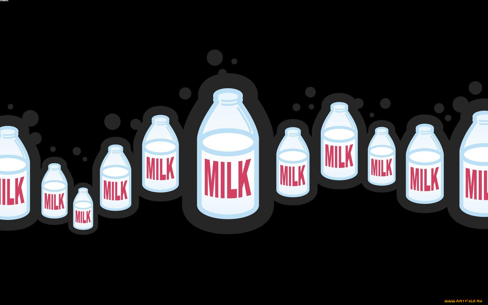 векторная, графика, молоко, бутылки, тёмный